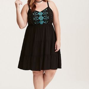 Torrid Embroidered Challis Tank Dress Size 3